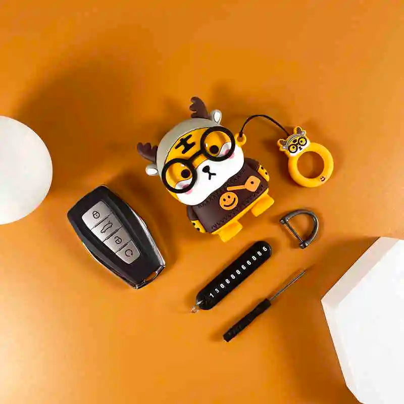 Cute Tiger Dinosaur Panda Car Key Covers Accessories
