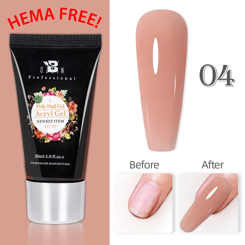 Poly Nail Gel 30ML Acrylic Gel Finger Extension Transparent Jelly Nail Art Extension Quick Building Soak Off UV
