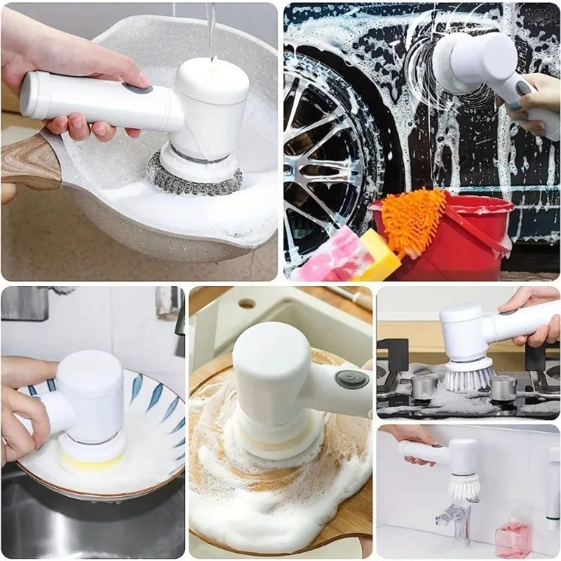 Handheld Electric Cleaning Brush 5 In 1 Kitchen Cleaning Brush USB Rechargeable Electric Rotary Scrubber Household Cleaning Tool