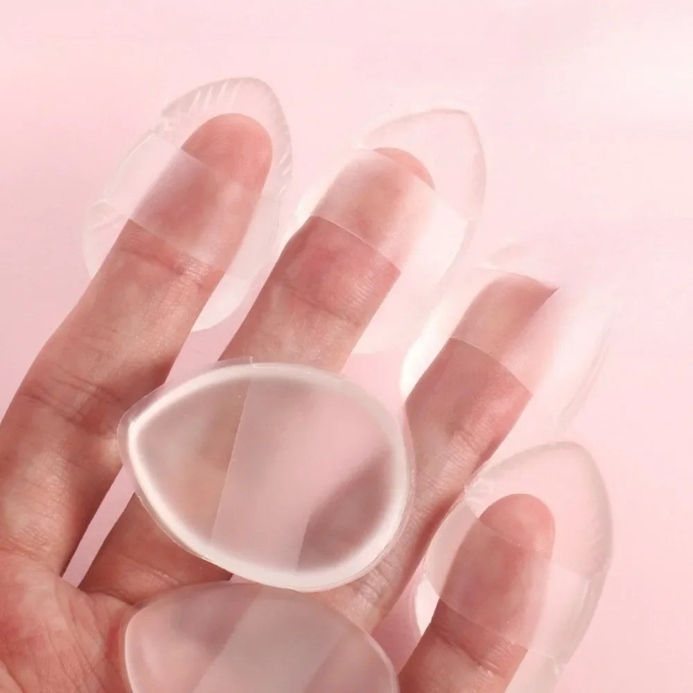 1/6pcs Mini Silicone Fingertips Powder Puff Transparent No Powder Eating Powder Cosmetic Puff Reusable Makeup Tool Jelly Puff