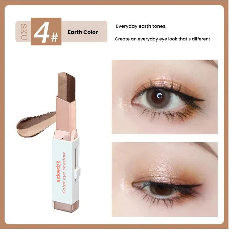 Velvet gradient two-color eye shadow stick magic gradient one-touch molding two-color