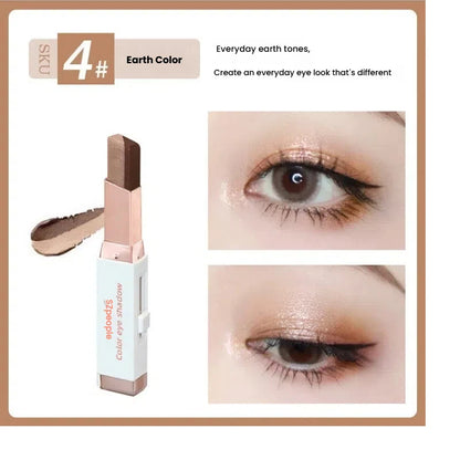 Velvet gradient two-color eye shadow stick magic gradient one-touch molding two-color