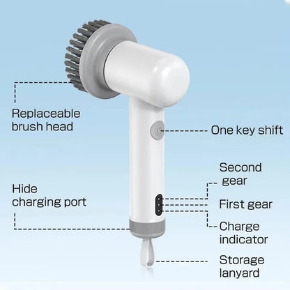 Handheld Electric Cleaning Brush 5 In 1 Kitchen Cleaning Brush USB Rechargeable Electric Rotary Scrubber Household Cleaning Tool