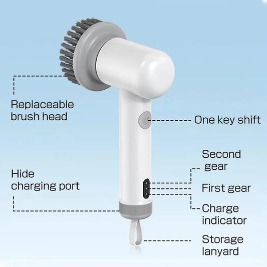 Handheld Electric Cleaning Brush 5 In 1 Kitchen Cleaning Brush USB Rechargeable Electric Rotary Scrubber Household Cleaning Tool