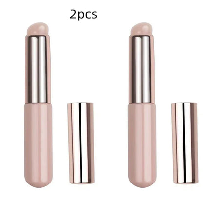 Soft Silicone Lip Brush With Dust Proof Cover Round Head Lipstick Applicator
