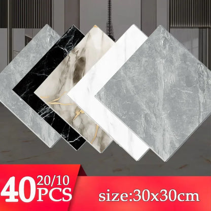 10/20/40PCS Simulated Thick Marble Tile Wall Sticker PVC Waterproof Self-adhesive Living Room Toilet Kitchen Home Floor Sticker