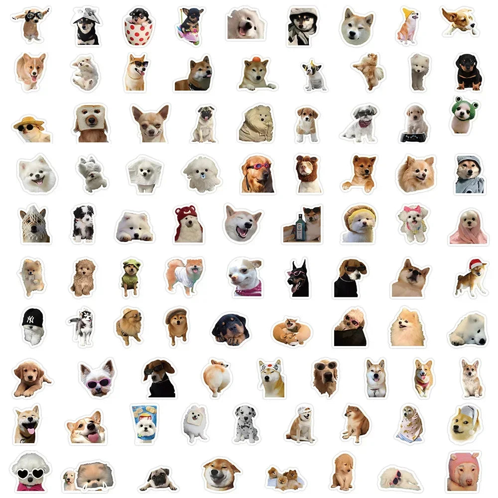 100pcs Funny Dog Stickers Cartoon Cute Decals Toy Stationery Guitar Phone Bicycle Laptop Luggage Car Graffiti Kids Sticker