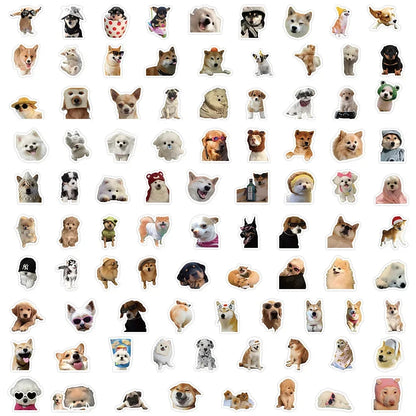 100pcs Funny Dog Stickers Cartoon Cute Decals Toy Stationery Guitar Phone Bicycle Laptop Luggage Car Graffiti Kids Sticker