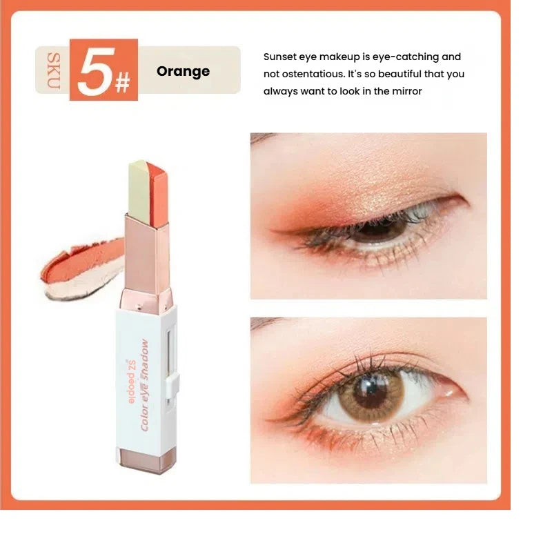 Velvet gradient two-color eye shadow stick magic gradient one-touch molding two-color