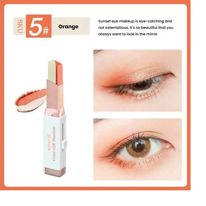 Velvet gradient two-color eye shadow stick magic gradient one-touch molding two-color