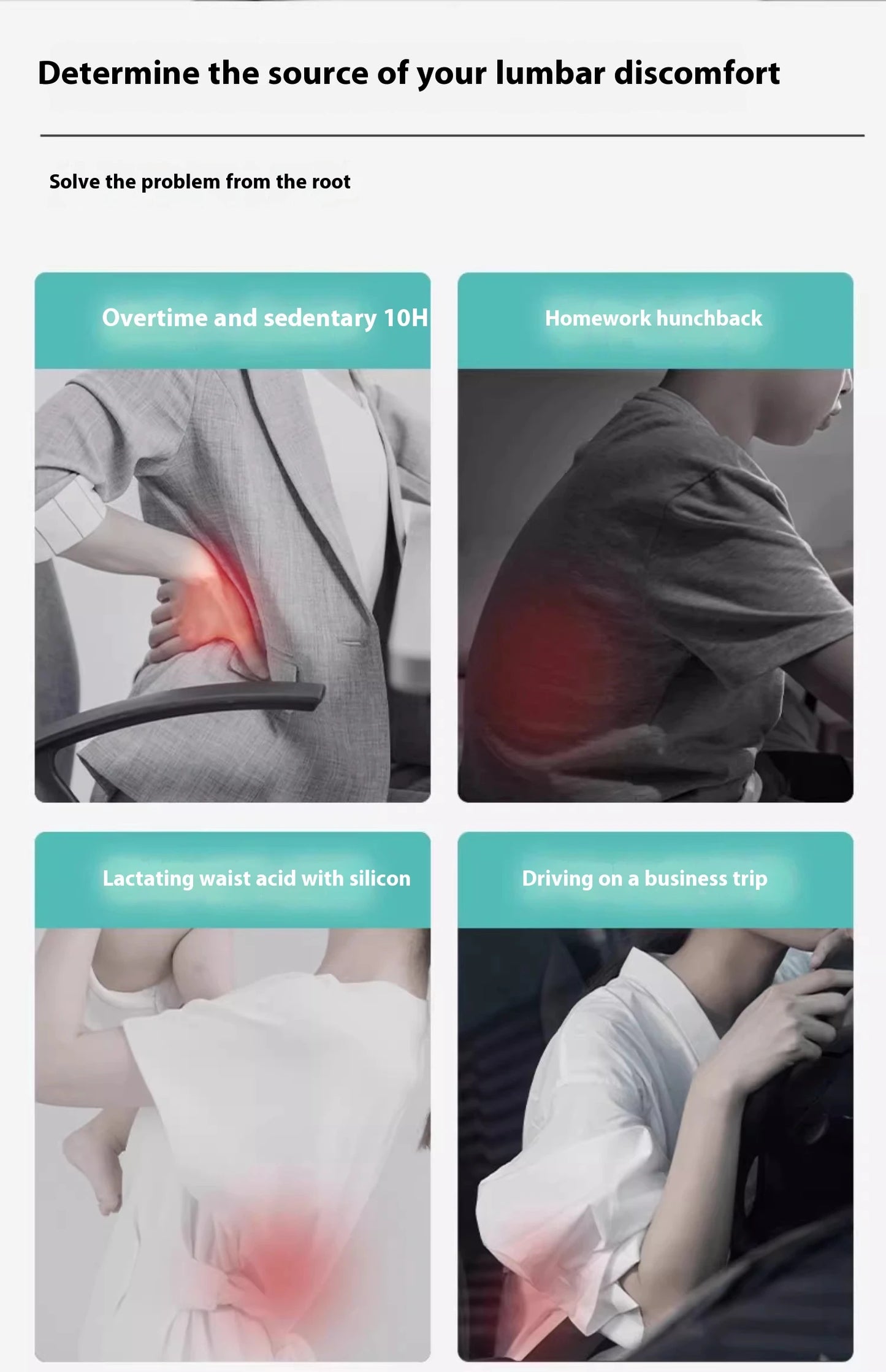 Waist Pad Office Memory Sponge Breathable Long Sitting Without Tiring