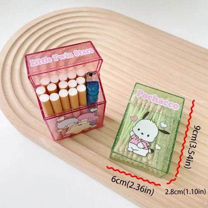 Cute Kuromi Cigarette Case , Hello Kitty Cinnamoroll Melody Anti-Crush Protection Smoking Card Photo Storage Box Girl's Gifts