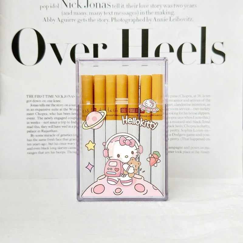 Cute Kuromi Cigarette Case , Hello Kitty Cinnamoroll Melody Anti-Crush Protection Smoking Card Photo Storage Box Girl's Gifts