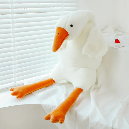 90-190cm Lovely Big White Goose Throw Pillow Plush Toy Big Goose Doll Sleep on Bed