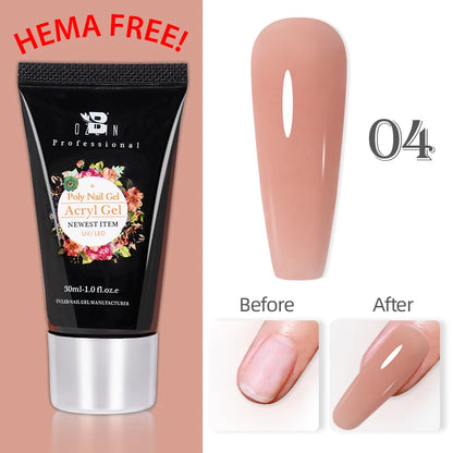 Poly Nail Gel 30ML Acrylic Gel Finger Extension Transparent Jelly Nail Art Extension Quick Building Soak Off UV
