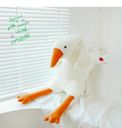 90-190cm Lovely Big White Goose Throw Pillow Plush Toy Big Goose Doll Sleep on Bed