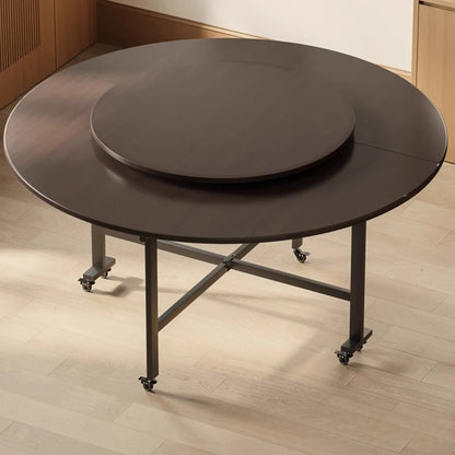 Folding Round Center Table Sedentary Household Dining Movable Large With Turntable Apartment Rooms Kitchen Furniture
