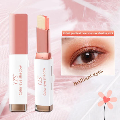 Velvet gradient two-color eye shadow stick magic gradient one-touch molding two-color