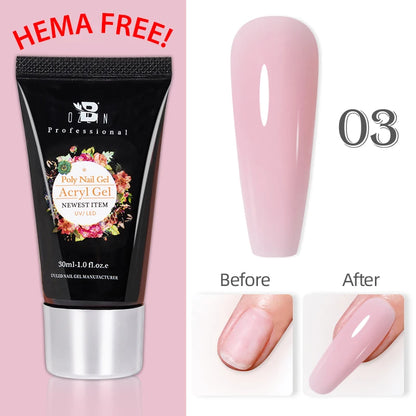 Poly Nail Gel 30ML Acrylic Gel Finger Extension Transparent Jelly Nail Art Extension Quick Building Soak Off UV