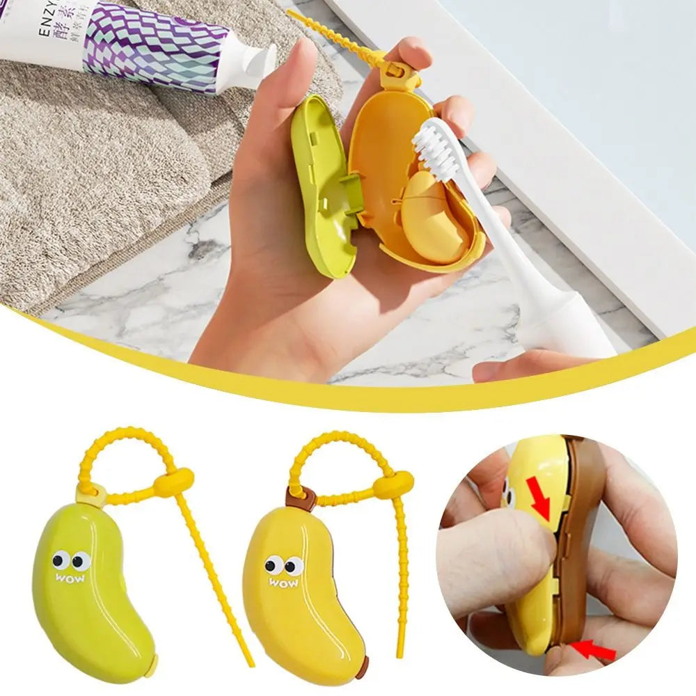 Portable Banana Shape Toothbrush Case Cap Brush Protect 2in1