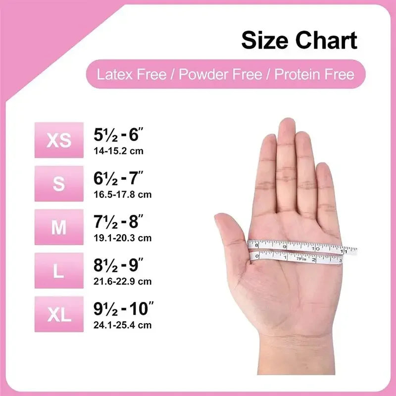 20/50/100PCS Pink Nitrile Gloves Disposable Powder Free Household Cleaning Gloves for Beauty Salon Tattoo Working Kitchen Gloves