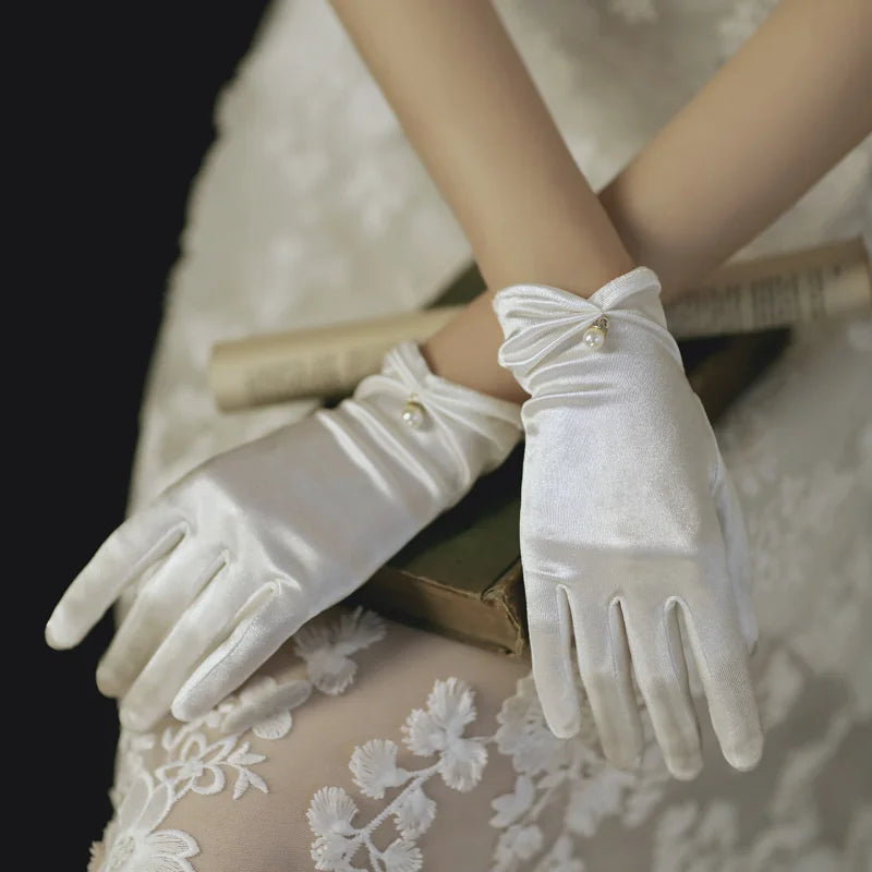 Vintage Transparent Wedding Gloves White Bride Dress Gloves