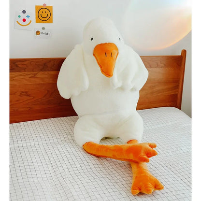 90-190cm Lovely Big White Goose Throw Pillow Plush Toy Big Goose Doll Sleep on Bed