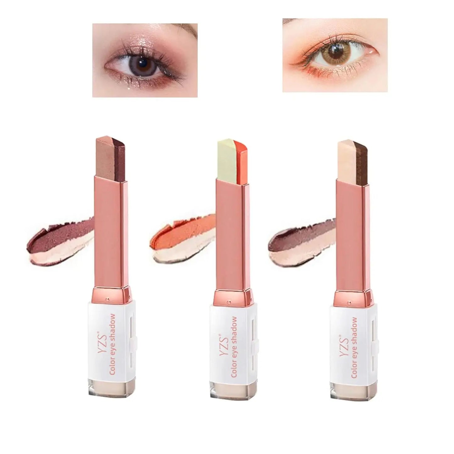 Velvet gradient two-color eye shadow stick magic gradient one-touch molding two-color