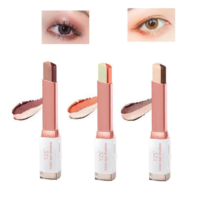 Velvet gradient two-color eye shadow stick magic gradient one-touch molding two-color