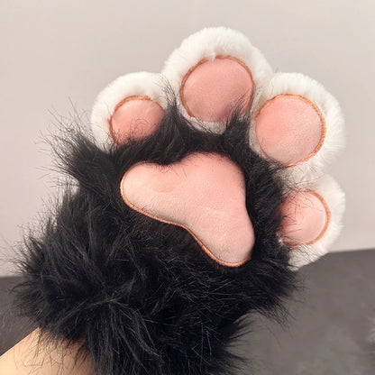 Plush Furry Cat Claw Gloves Faux Fur Fox Paws Mittens for Halloween Cosplay Costume Accessories Gloves