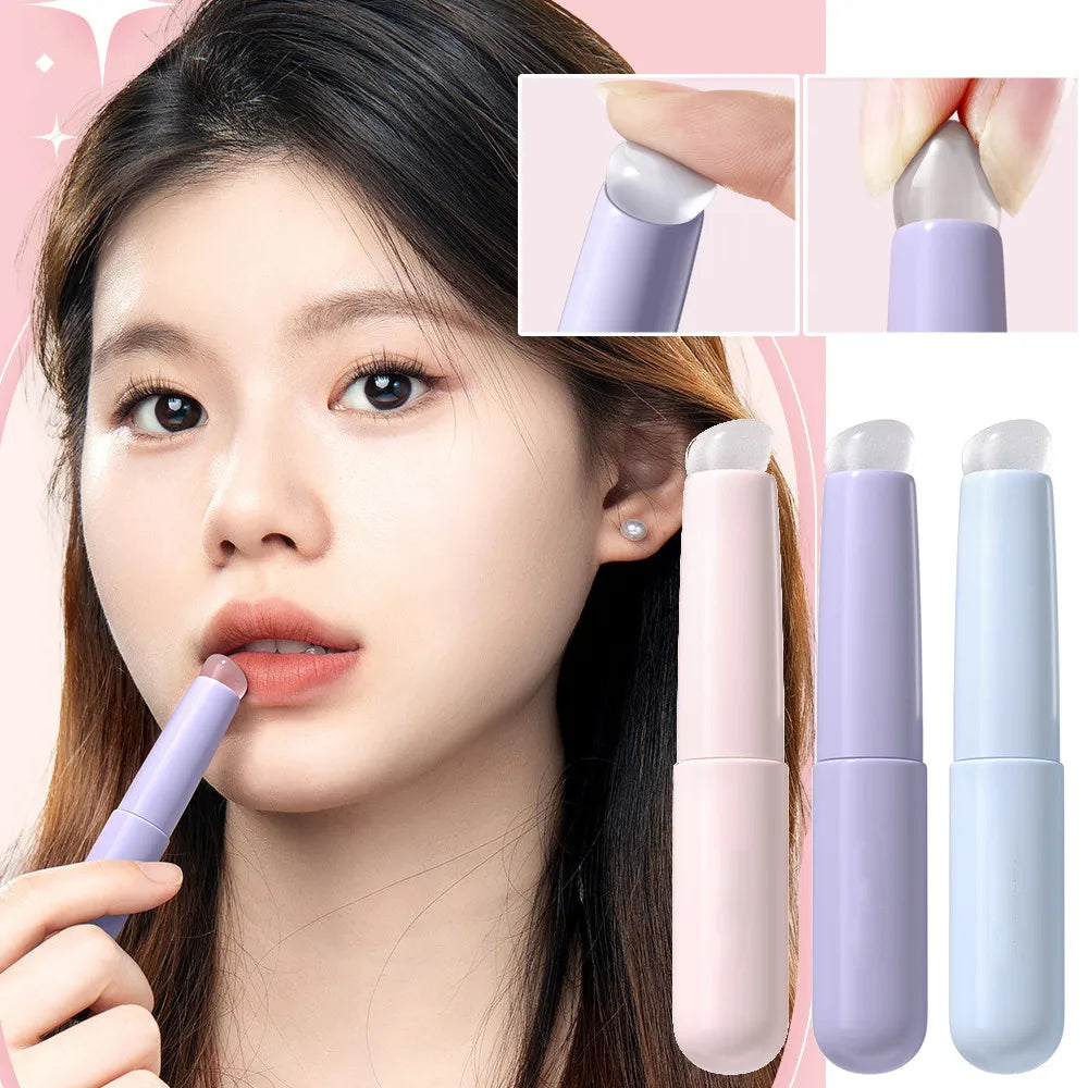 Soft Silicone Lip Brush With Dust Proof Cover Round Head Lipstick Applicator