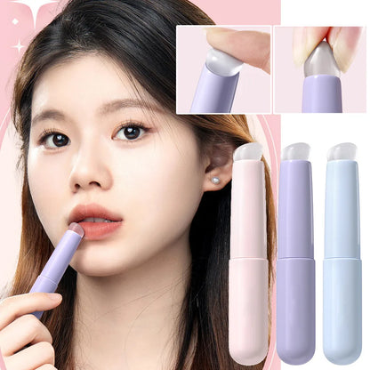 Soft Silicone Lip Brush With Dust Proof Cover Round Head Lipstick Applicator