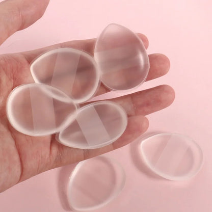 1/6pcs Mini Silicone Fingertips Powder Puff Transparent No Powder Eating Powder Cosmetic Puff Reusable Makeup Tool Jelly Puff