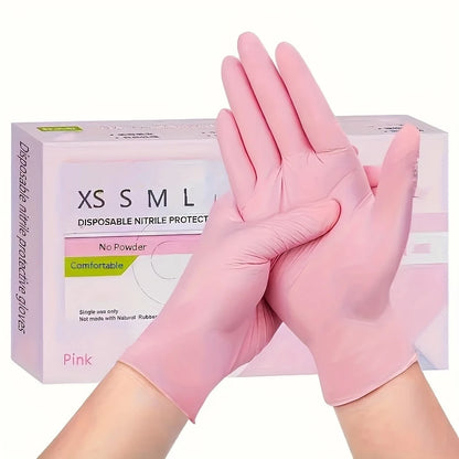 20/50/100PCS Pink Nitrile Gloves Disposable Powder Free Household Cleaning Gloves for Beauty Salon Tattoo Working Kitchen Gloves