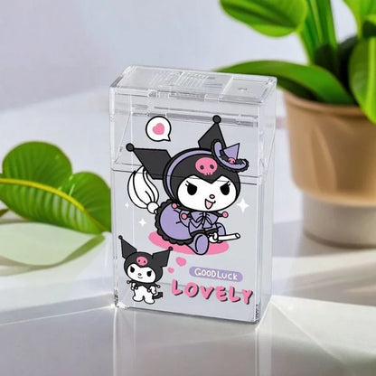 Cute Kuromi Cigarette Case , Hello Kitty Cinnamoroll Melody Anti-Crush Protection Smoking Card Photo Storage Box Girl's Gifts