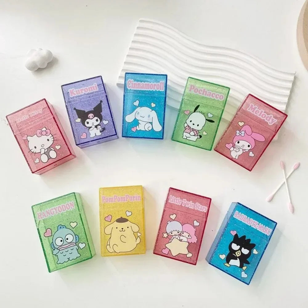 Cute Kuromi Cigarette Case , Hello Kitty Cinnamoroll Melody Anti-Crush Protection Smoking Card Photo Storage Box Girl's Gifts
