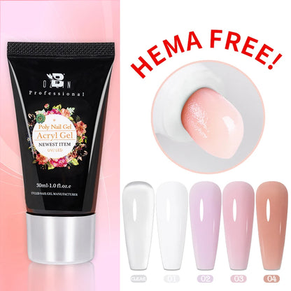 Poly Nail Gel 30ML Acrylic Gel Finger Extension Transparent Jelly Nail Art Extension Quick Building Soak Off UV