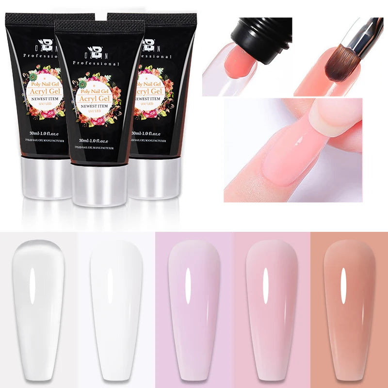 Poly Nail Gel 30ML Acrylic Gel Finger Extension Transparent Jelly Nail Art Extension Quick Building Soak Off UV