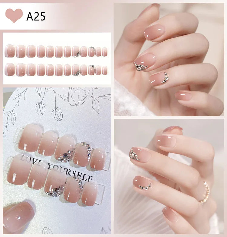 Luxury Pink Long Coffin Fake Nails