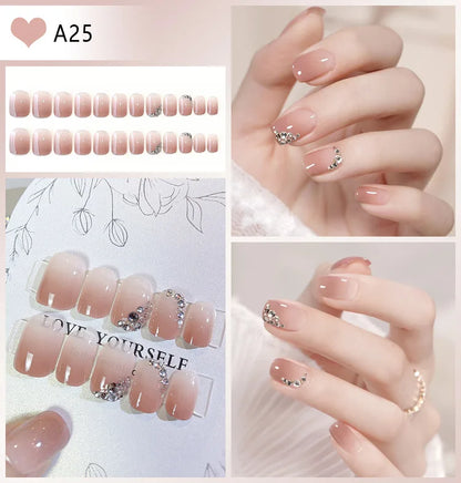 Luxury Pink Long Coffin Fake Nails