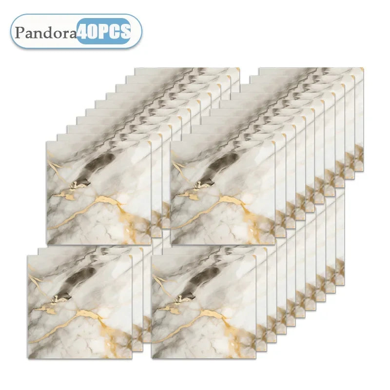 10/20/40PCS Simulated Thick Marble Tile Wall Sticker PVC Waterproof Self-adhesive Living Room Toilet Kitchen Home Floor Sticker