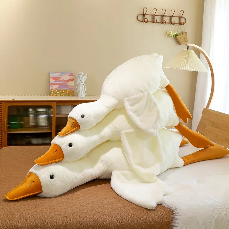 90-190cm Lovely Big White Goose Throw Pillow Plush Toy Big Goose Doll Sleep on Bed