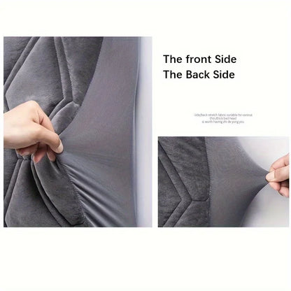 Modern Solid Color Gray Thicken Quilted Short Plush Headboard Cover Soft