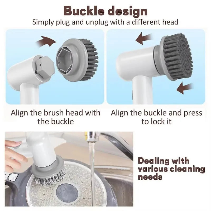 Handheld Electric Cleaning Brush 5 In 1 Kitchen Cleaning Brush USB Rechargeable Electric Rotary Scrubber Household Cleaning Tool