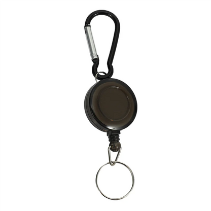 Lot 2 Badge Holder Winder Holder Keychain Retractable Carabiner Belt Clip ID Card Card Holder-Black