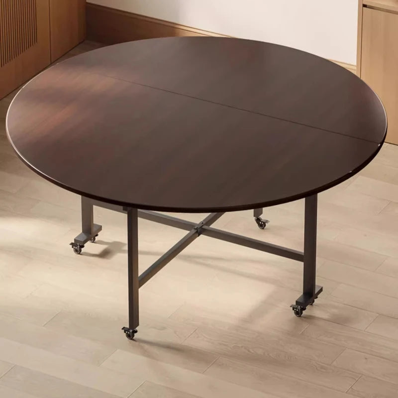 Folding Round Center Table Sedentary Household Dining Movable Large With Turntable Apartment Rooms Kitchen Furniture