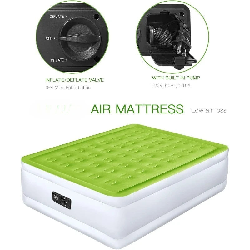 Size Air Mattress with Built in Pump Raised Inflatable Bed