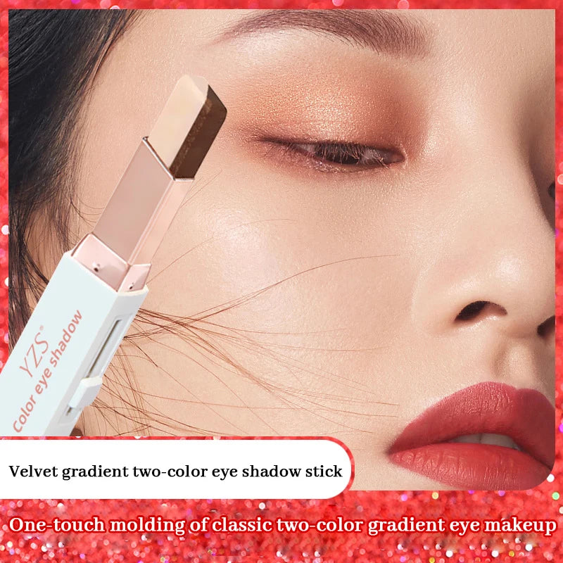 Velvet gradient two-color eye shadow stick magic gradient one-touch molding two-color
