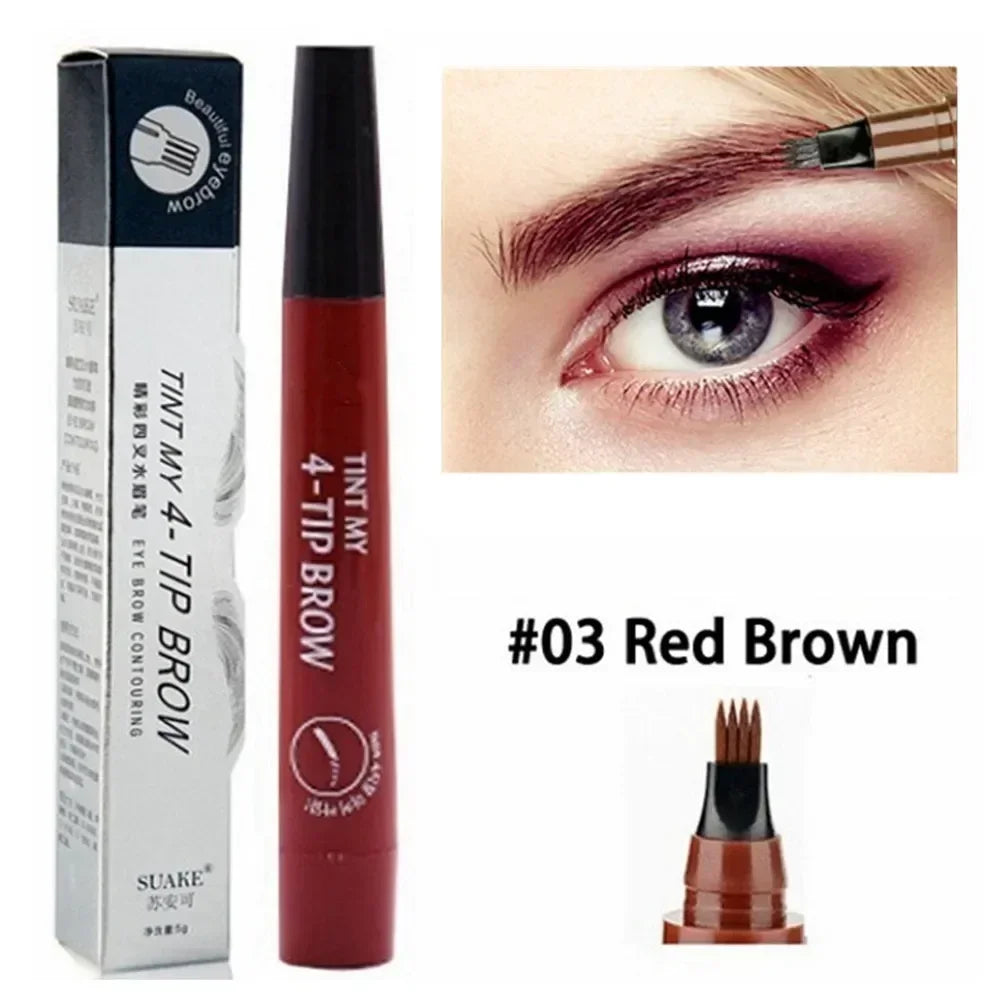 5 Colors Eyebrow Pencil Waterproof 4 Fork Tip Eyebrow Tattoo Pencil
