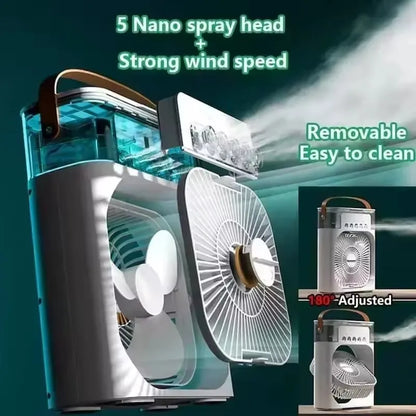 2025 portable three in one fan, air conditioner, small household air cooler, night LED light, humidifier, air conditioner, house